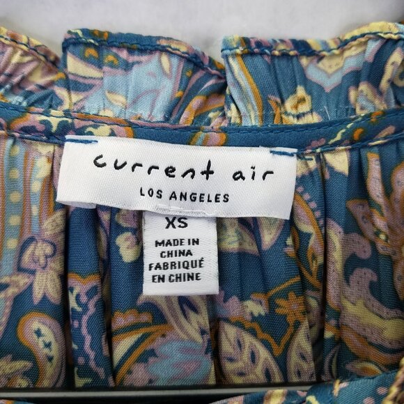 Current Air Blouse Women XS Long Sleeve Boho Paisley Satin Colorful Anthropologi - Picture 11 of 16